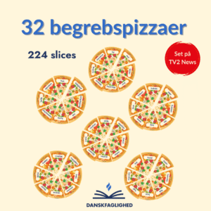 32 pizzaer til begrebsleg, stavetræning, kategorisering