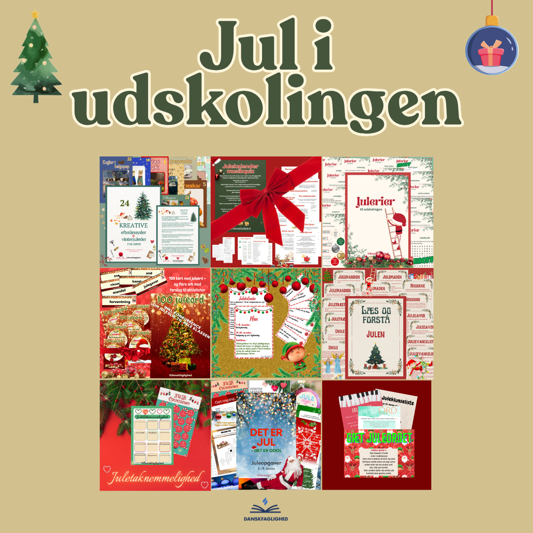 Decemberpakken til udskolingen – 12 julede opgaver og lege + komplet opgavesamling til dansk