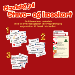 60 Jule-Stavekort – 3 Sværhedsgrader + Lærervejledning og Opgaveark