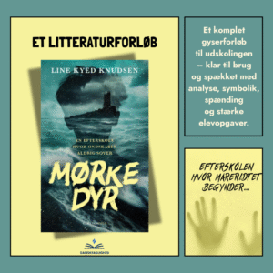 Forside til litteraturforløbet Mørkedyr med romanens omslag og DanskFagligheds design.