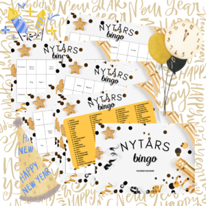 Nytårsbingo med 91 nytårsord og 25 plader Målrettet mellemtrin og udskoling.