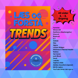 Undervisningsmateriale med tekster om trends som Fortnite, Minecraft, Discord og slang til 6.-8. klasse